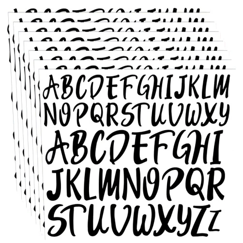 TaoBary 8 Sheets Alphabet Stickers Self Adhesive Vinyl Letter Stickers Calligraphy Letter Stickers for Mailbox, Signs, Window, Door, Cars, Trucks, Home, Business, Address Number(Black,1'', 1.5'')