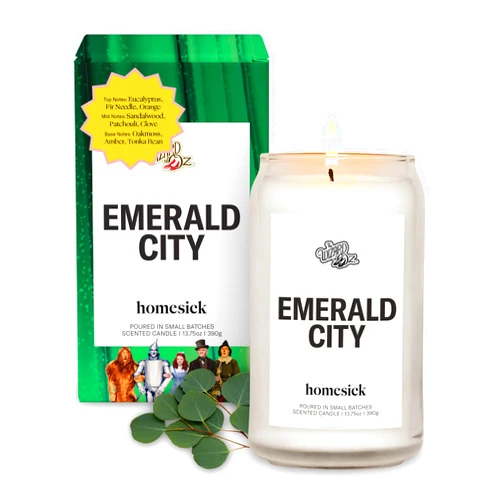 Homesick Scented Candles for Home (Wizard of Oz, Emerald City) - 13.75 oz Long-Lasting Soy Wax Jar Candle for Women & Men for All Occasions, 60-80 Hours Burn Time