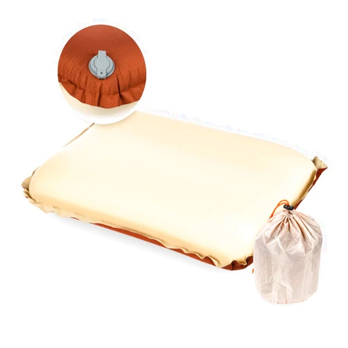 NF NIGHTFIRE NIGHTFIRE Automatic Inflatable Pillow, Ergonomic Pillows, Joint Cervical Curvature, 3D High Elastic Sponge, Convenient, Easy to Carry, Perfect for Travelling, Fishing, Hiking, Camping (Milk Tea)