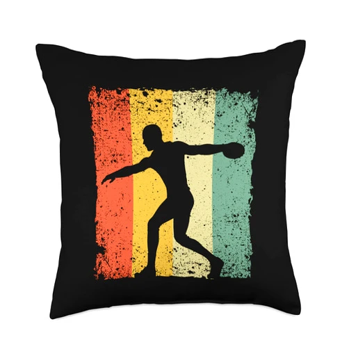 Best Discus Thrower Gift Track And Field Sports Funny Design Discuss Track and Field Throw Pillow, 18x18, Multicolor