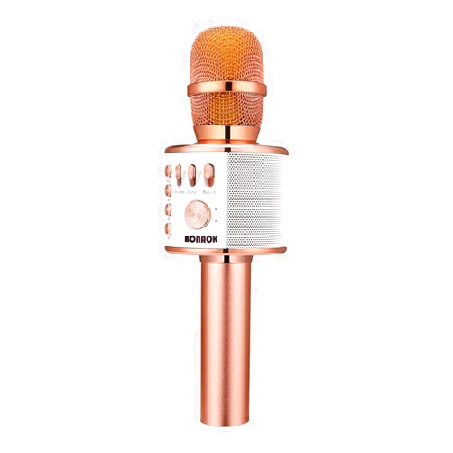 BONAOK Wireless Bluetooth Karaoke Microphone, 3-in-1 Portable Handheld Mic Speaker for All Smartphones,Gifts for Girls Kids Adults All Age Q37(Rose Gold)