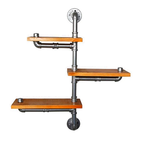 GDCC Industrial Shelving Industrial Wall Mounted Shelves, Rural Wrought Iron Pipeline Storage Manager, with Wooden Shelves Decorated with Floating Shelves, for Living Rooms, Bedrooms, and Kitchens