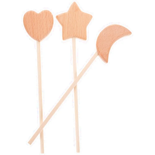 HOLIDYOYO 3pcs Wooden Fairy Wand Make Your Own Princess Wand Star Moon Heart Topper Wand Unfinished Princess Fairy Wands Handmade Fairy Stick for Kids Dress-up Accessories