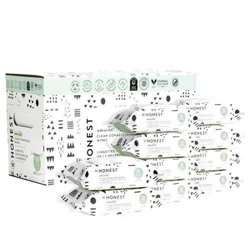 The Honest Company Clean Conscious Unscented Wipes | Over 99% Water, Compostable, Plant-Based, Baby Wipes | Hypoallergenic for Sensitive Skin, EWG Verified | Pattern Play, 720 Count
