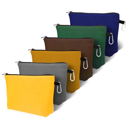 Limoomil 6 Pack Canvas Zipper Tool Bag, Premium Tool Pouches, Multi-Purpose Storage Organizer with Carabiner.
