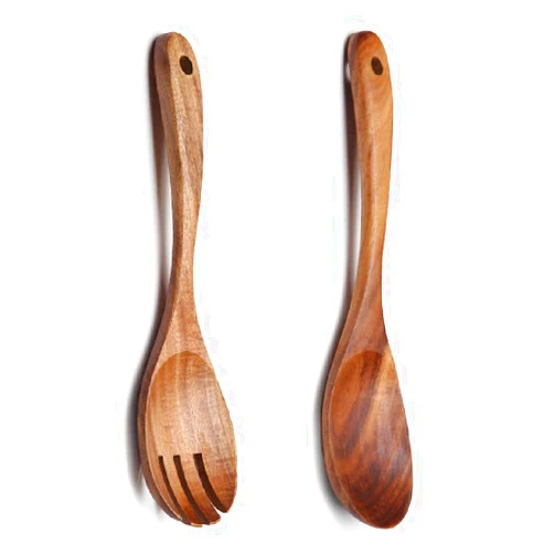 DiamondZoe Log series Japanese-style acacia wood log ladle (approximately 26x wide 6.5cm) 2 into the group (soup ladle + fork ladle) / wooden spoon/soup spoon