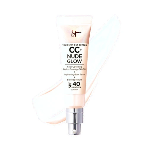 IT Cosmetics CC+ Nude Glow Lightweight Foundation + Glow Serum with SPF 40 - With Niacinamide, Hyaluronic Acid & Green Tea Extract - 1.08 fl oz