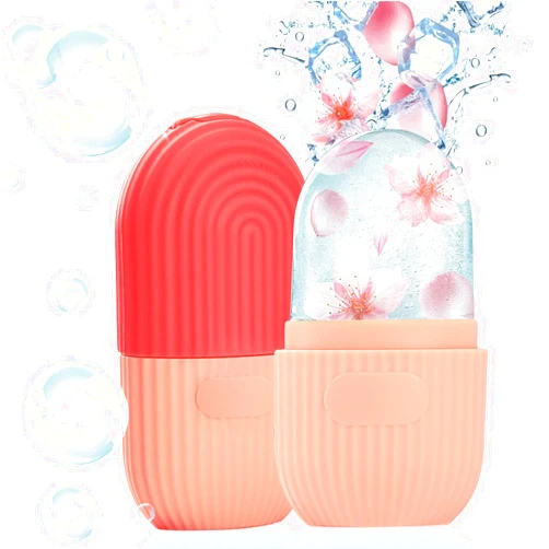 IMEASY Ice Roller for Face and Eye, Upgrated Ice Face Roller Puffiness Relief Ice Roller Skin Care Tools, Ice Facial Cube, Gua Sha Face Massage, Silicone Ice Mold for Face Beauty (Red)
