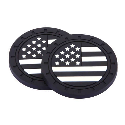 4Car4U Black American Flag US Flag Cup Holders Insert Coaster - Automotive Accessories for Acura Audi VW Honda Toyota KIA BMW Lexus Jeep Dodge Benz Volvo Chevrolet Nissan Ford (2.75