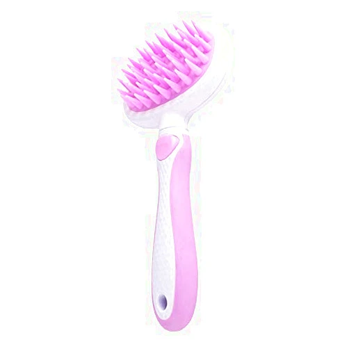 Sweefur Pet Massage Brush, Soft Silicone Shower Brush for Massage Dogs and Cats- Comfortable Handle Bath Brush for Shedding- Gentle Massage Pet Comb- Pink