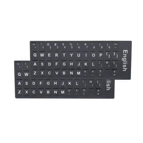 I-Tensodo 2 PCS/Pack Universal English Matte Keyboard Alphabet Stickers, Black Background and White Large Lettering Replacement Stickers for PC Computer Laptop Desktop Keyboard Stickers - English
