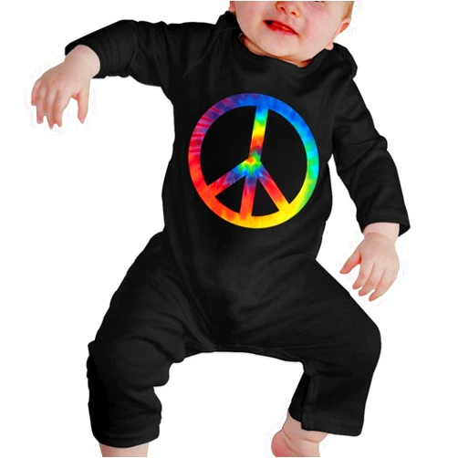 Migsrater Tie Dye Peace Symbol Newborn Clothes Unisex Baby Cotton Bodysuit