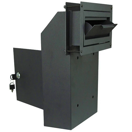 Pochar Door Drop Box for Mail, Rent, Deposit, and Night Key - Through The Door Locking Steel Mailbox with Rear Access (Black)