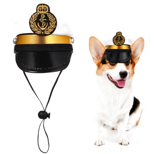 BESPORTBLE Nautical Sailor Cap for Pets - Ideal for Dog Cosplay Costumes - Marine Admiral Hat for Puppies and Cats Dog Hats for Adventures and Halloween Outfits 53 Inch Size