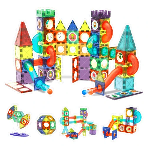 Contixo STEM Building Toys - 110 pcs Marble 3D Magnetic Run Tiles Learning Stacking Educational Building Blocks Set, Creativity Beyond Imagination, Inspirational, Recreational Toy for Kids