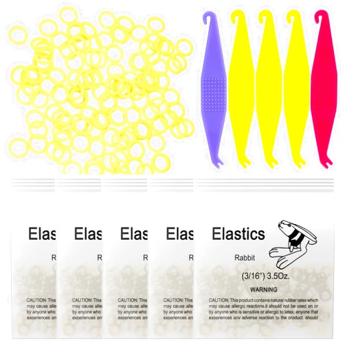 CAILOS 500 Pcs Orthodontic Elastic Rubber Bands, 3.5 Ounces Heavy Dental Rubber Traction Bands, Free Elastic Placer for Braces (3/16