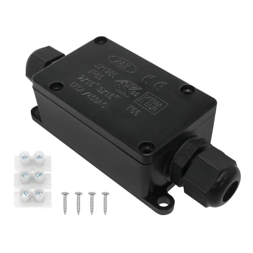 LoveIysp Lovelysp IP65 Waterproof Junction Box Black 2 Way Plastic PG9 Junction Box Waterproof Outdoor External 2 Way Electrical Junction Box Outdoor Underground Cable Connector 1 PCS