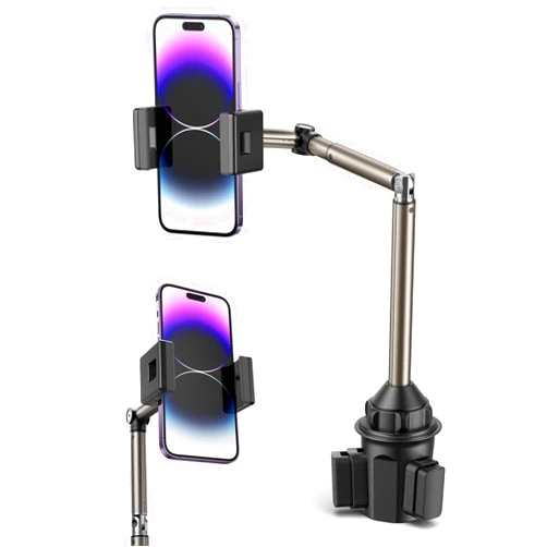 JSAUX Car Cup Holder Cellphone Mount, Metal Long-Arm Ultra Stable Phone Holder for Car Cupholders - Adjustable for iPhone 16 15 Pro Max 13 12 11, Samsung Galaxy S24 S23 Ultra, Google Pixel 9 Pro