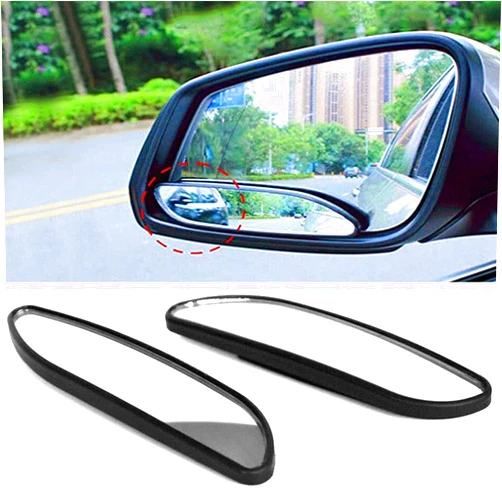 Riloer Long Framed Blind Spot Mirror, HD Glass and ABS Housing Convex Wide Angle Rearview Mirror with Adjustable Stick for Universal Car (2 pcs)