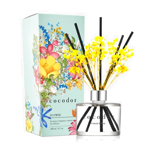 Cocod'or COCODOR Preserved Flower Reed Diffuser/Freesia&Pear/6.7oz/1Pack / Home Fragrance Scent Essential Oil Stick Diffuser for Bedroom Bathroom Home Décor
