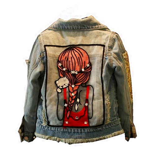 Star Flower Little Big Girls Denim Jackets Coats Outwear (4, Blue)