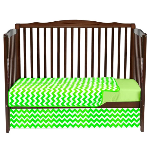 Baby Doll chevron 3 piece crib bedding, green