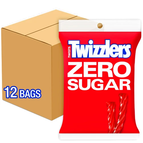 TWIZZLERS Zero Sugar Twists Strawberry Flavored Licorice Style, Candy Bags, 5 oz (12 Count)