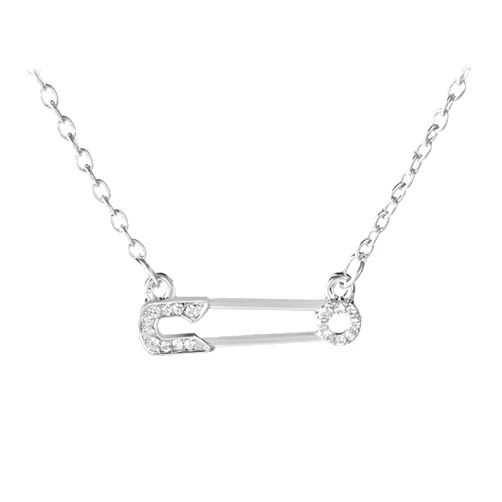 JczR.Y Safety Pin Necklace Gold Silver Paper Clip Pendant Necklace for Women Dainty Cubic Zirconia Paperclip Necklace Clavicle Chain Necklace Choker Fashion Jewelry Gift