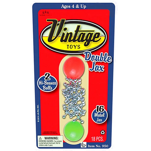 JA-RU Vintage Metal Jacks Game Set/Two Bouncy Balls.(1 Pack) Mini Jax Toy. Classic Family Retro Classics. Bulk Party Favors, Stocking Stuffers. 950-1B