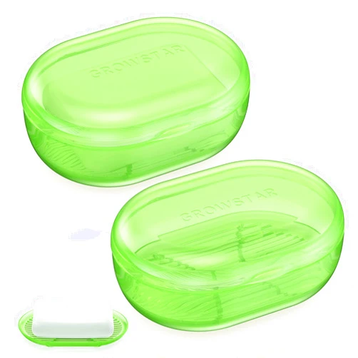 COKOLILA 2Pack Soap Holder, Travel Soap Container, Portable Soap Dish with Lid, Leakproof Soap Dishes for Bar Soap with Cover, Plastic Soap Bar Holder, Best for Outdoor, Bathroom,Hiking Traveling (Clear-Green)