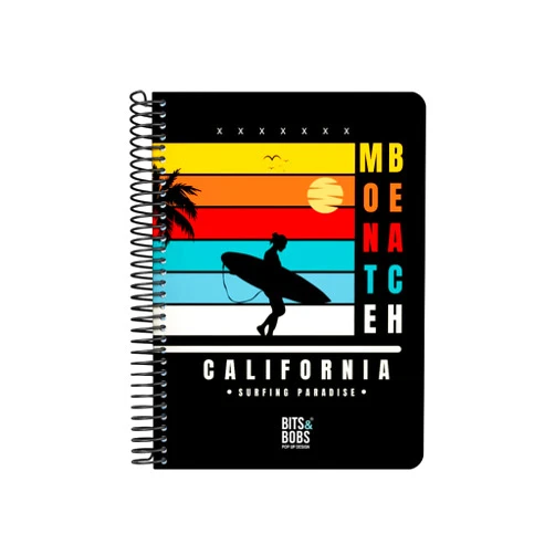 Grafoplás | Quarter Notebook | 80 Squared Sheets 4x4 90g | Plastic Cover | Spiral Coil-Lock Closure | Bits & Bobs Pop Up Design Collection California | FSC Certified