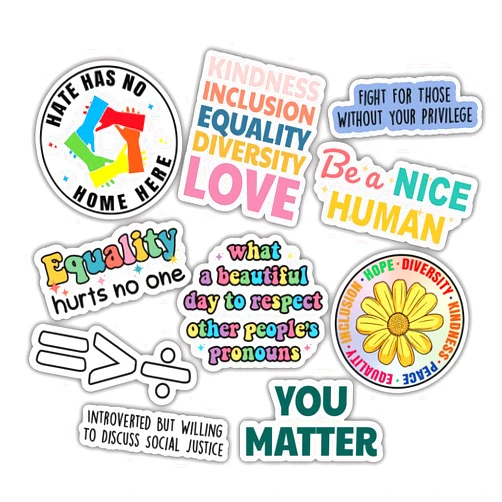 TAYTA (10pcs) Equality Stickers Human Rights Coexist Safe Space Stickers Funny Gifts Multiple Different Design, Waterproof, UV- Resistant, Suitable for Tumbler, Laptop, Car, Truck