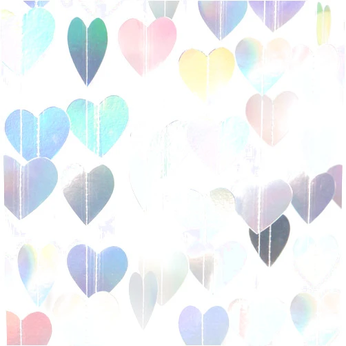 Panduola Iridescent Disco-Holographic Party-Decorations Love-Heart Garland - 52Ft Wedding Hanging Decoration Neon Streamers Banner, Birthday Bachelorette Baby Bridal Shower Engagement Valentines Decor Panduola