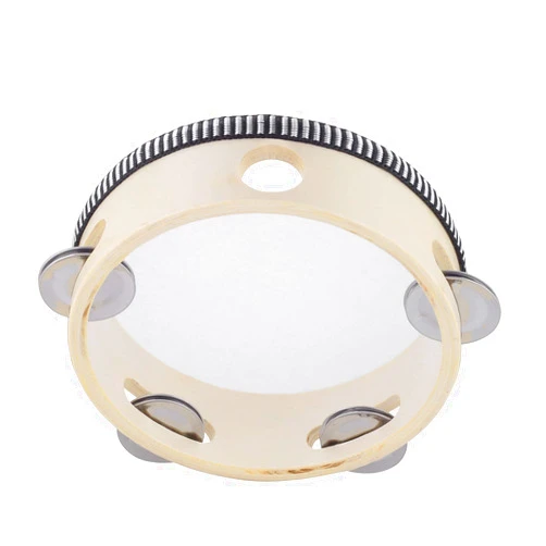 Musfunny Hand Held Tambourine Drum 6 inch Bell Birch Metal Jingles Percussion Gift Musical Educational Drum Instrument for KTV Party Kids Games (6 inch)