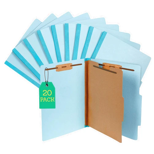 1InTheOffice Classification Folders, 2 Divider Classification Folders, File Folders with Dividers, 2.5