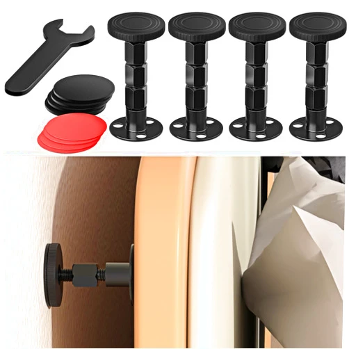 MERDTTES 4PCS Adjustable Threaded Bed Frame Anti-Shake Tool, Upgraded Headboard stoppers with Free Furniture Pads, Easy Installation Bedside Anti-Shake Tool for Headboards, Cabinets and Sofas, 1.18-4.13in