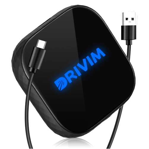 DRIVIM Wireless CarPlay Adapter Plug & Play USB Bluetooth Dongle for iOS Phone Convert Wired Car Play to Wireless Navigation Music Receiver Compatible with 2016-2024 Automobiles