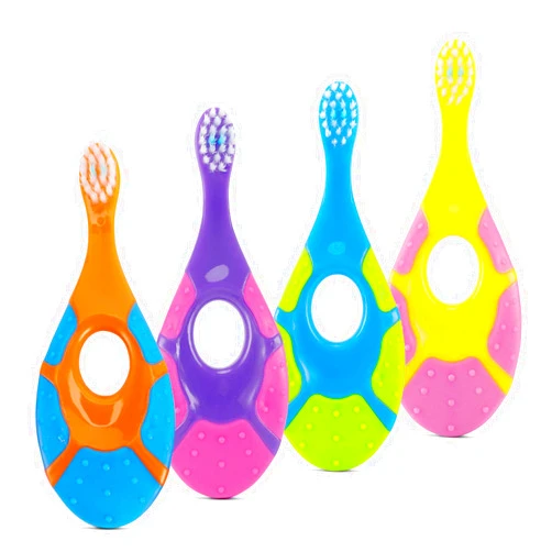 Slotic Baby Toothbrush for 0-2 Years, Safe and Sturdy, Toddler Oral Care Teether Brush, Extra Soft Bristle for Baby Teeth and Infant Gums, Dentist Recommended (4-Pack)