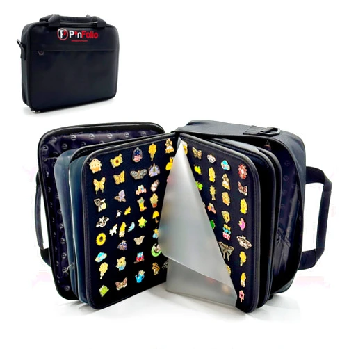 PinFolio Pro Pin Display Bag, Large Sports Pin Book Designed for Storage & Easy Trading Up to 1,000 1-Inch Enamel Pins (Black)