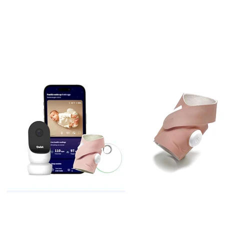 Owlet® Dream Duo 2 Smart Baby Monitor: FDA-Cleared Dream Sock® Plus Owlet Cam 2- Dusty Rose & Accessory Fabric Sock for Dream Sock Baby Monitor, Fits Babies 0 to 18 Months, Dusty Rose