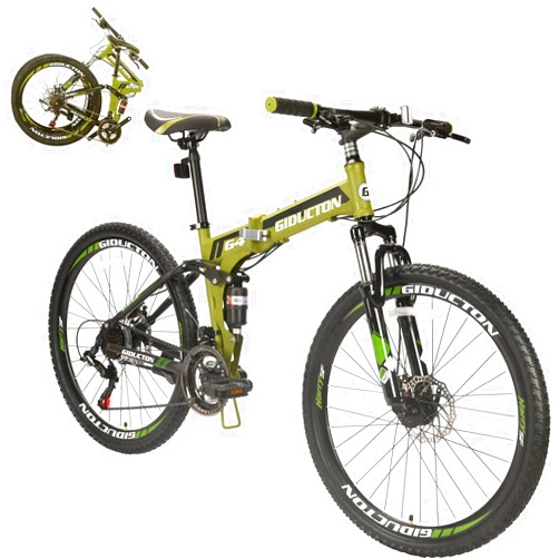 EUROBIKE Folding Bike,26 Inch Full Suspension Folding Mountain Bike,Dual Disc Brake 21 Speed Bicycle for Adults Men or Women Bikes