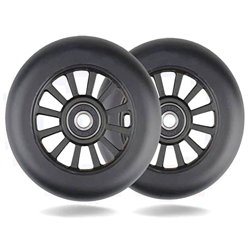 Kutrick 100mm Scooter Wheels - 100mm Pro Kick Scooter Wheels Replacement Pair - Smooth Bearing Installed | Plastic Core 100mm Scooter Wheels for Razor Fuzion Scooters with 100mm Wheels