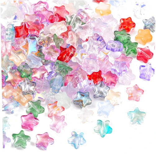 KitBeads 100pcs Random Glass Star Beads Colorful Mini Star Shape Loose Beads Lampwork Twinkle Little Star Beads for Jewelry Making Bracelets Bulk