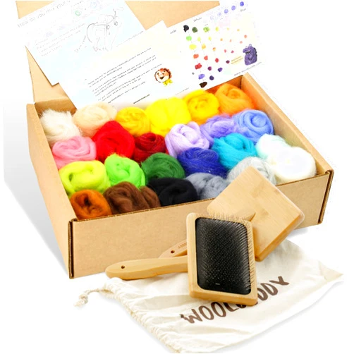 Woolbuddy Wool Carder and 24 Colors Felting Wool Kit