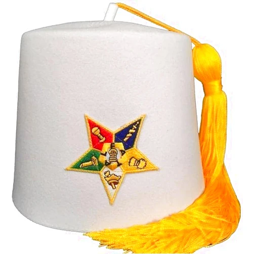 Generic Masonic Order of the Eastern Star OES White Fez Hat