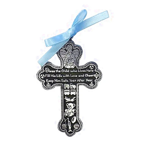 Cathedral Art CM6 Baby Boy Cross Crib Medal, 3-Inch High, 0.20