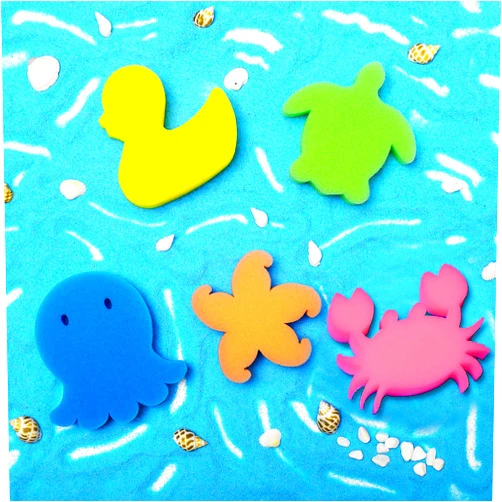 Patelai 25 Pcs Oil Absorbing Sponge for Hot Tub Swimming Pool and Spa Hot Tub Accessories Oil Absorbing Sponge Remover Octopus Turtle Oil Scum Absorbing Filter Sponge(Green, Purple, Yellow, Pink, Blue)