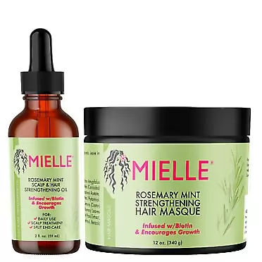 Mielle Organics Rosemary Mint Scalp & Hair Strengthening Oil + Mielle Organics Rosemary Mint Strengthening Hair Masque