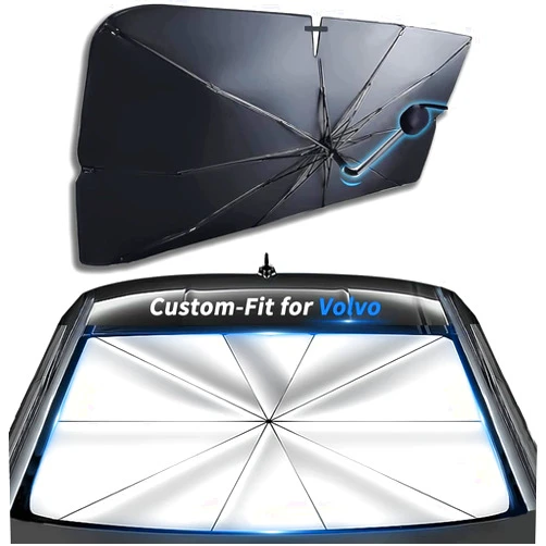 Sawuaa Custom-Fit for Volvo Windshield Sun Shade Umbrella, Car Sunshade Cover UV Block Car Front Window with 360°Rotation Bendable Handle, Designed for Volvo Accessories (for Volvo XC60)