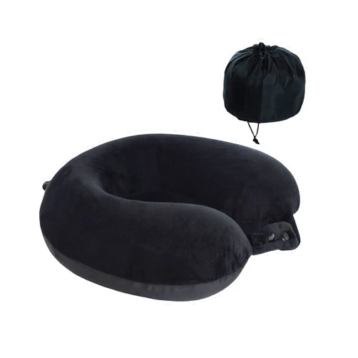 Makimoo Travel Neck Pillow, Top Memory Foam Pillow for Head Support, Ideal for Airplanes, Cars, and Home Recliners, Adjustable and Soft (Black)